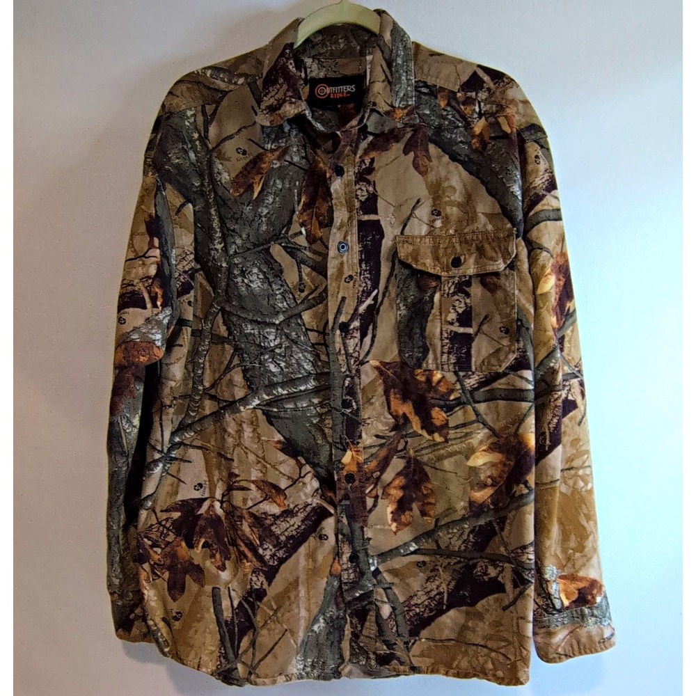 Outfitters Ridge Men's L Regular Camo Button-Front Long Sleeve Cotton Shirt